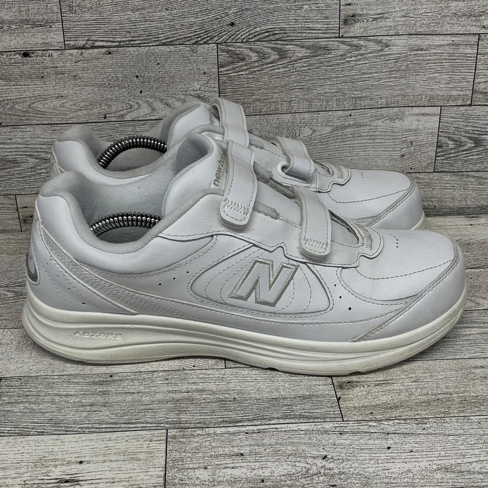 New Balance 577 MW577VW White Leather Hook And‎ Loop Shoes Men Size 8 2E